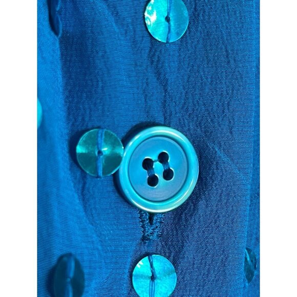 Diane Gilman Silk Sequin Top Blue 1X Glam Classic Tank Shimmer Artsy Workwear - Picture 4 of 14